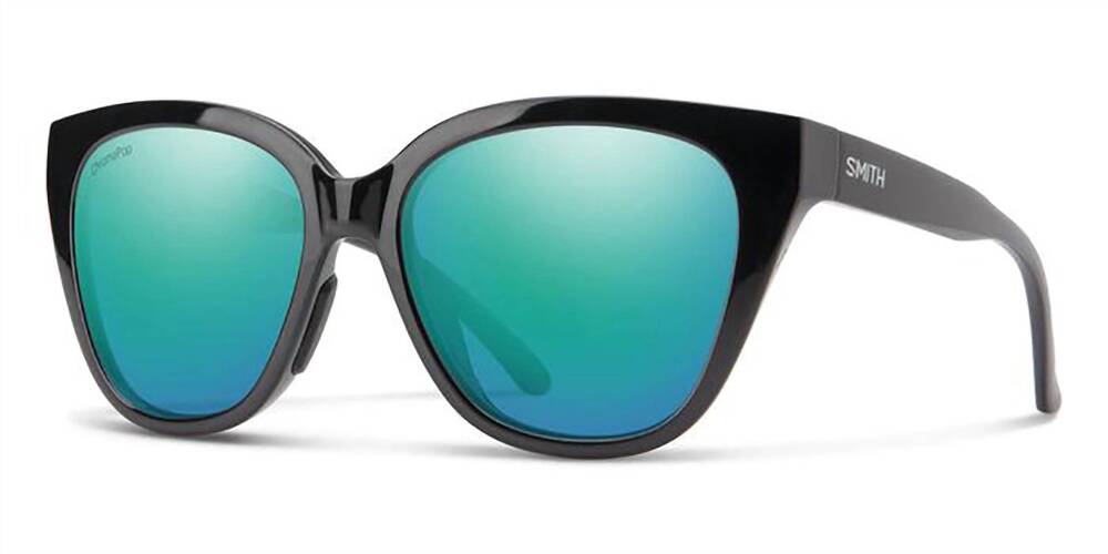 NEW SMITH women's era chromapop polarized sunglasses in black frame / opal mirro
